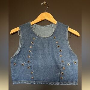 Jean crop top with gold rings💙